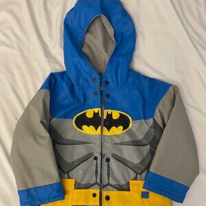 Western Chief Boys Blue Gray Batman Snap Raincoat Jacket Size 4T